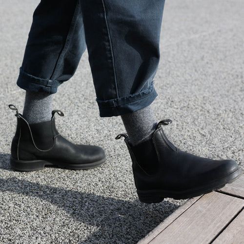 Chaussettes En Laine Mérinos Unies - Gris