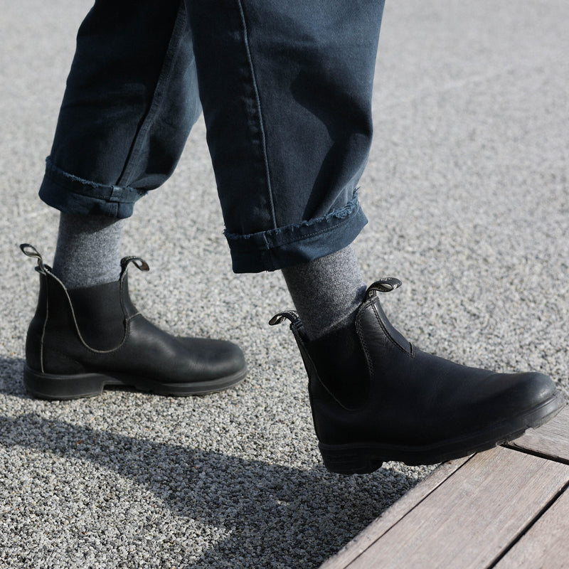 Chaussettes En Laine Mérinos Unies - Gris