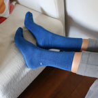 Chaussettes De Tennis En Coton Biologique - Bleu Électrique Uni