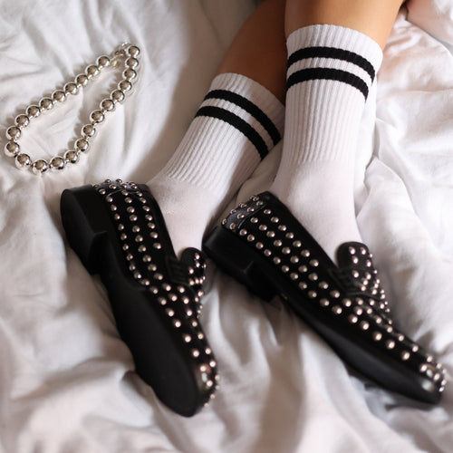 Chaussettes De Tennis En Coton Biologique - Blanc Et Noir