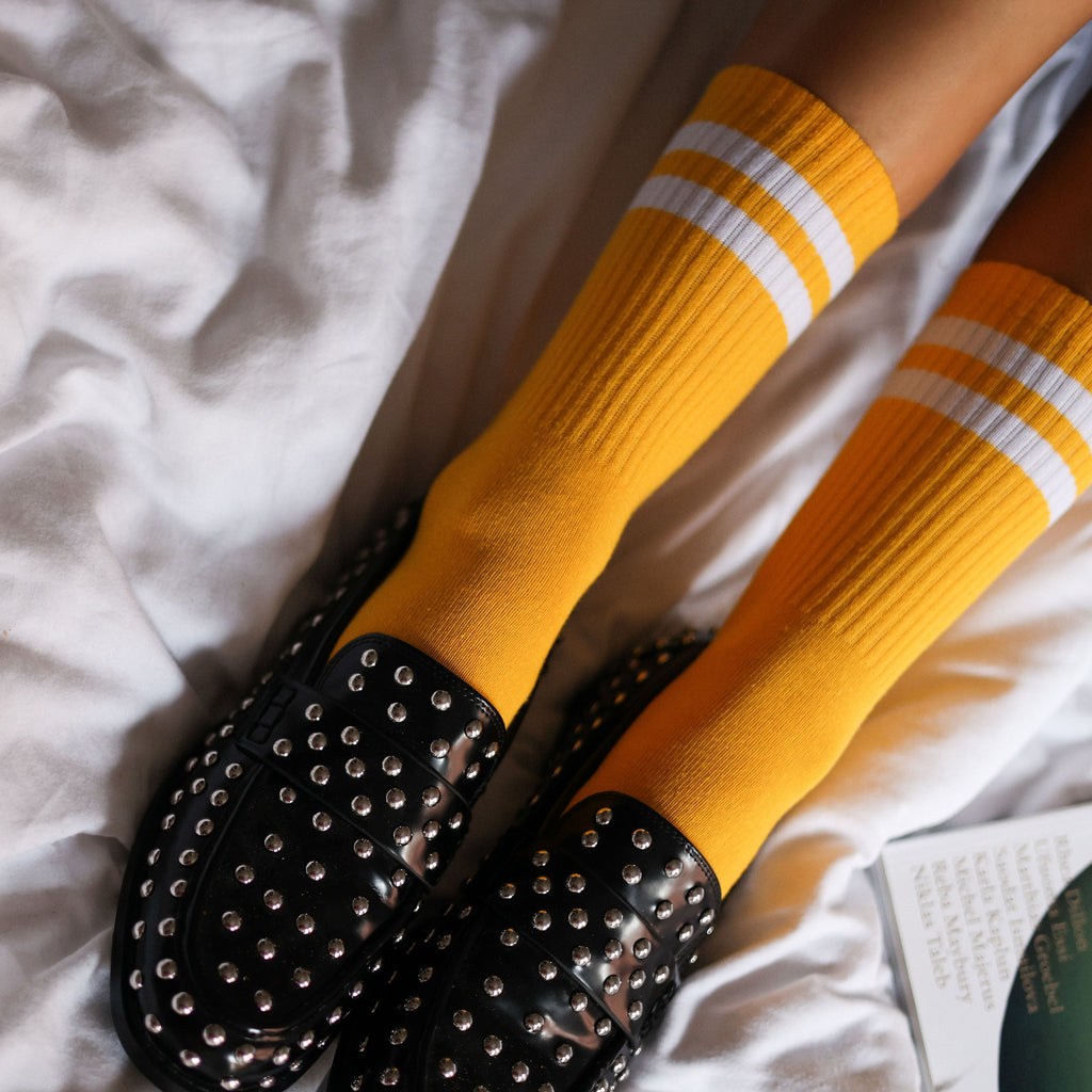 Tennissocken Aus Bio-Baumwolle - Gelb Und Weiß