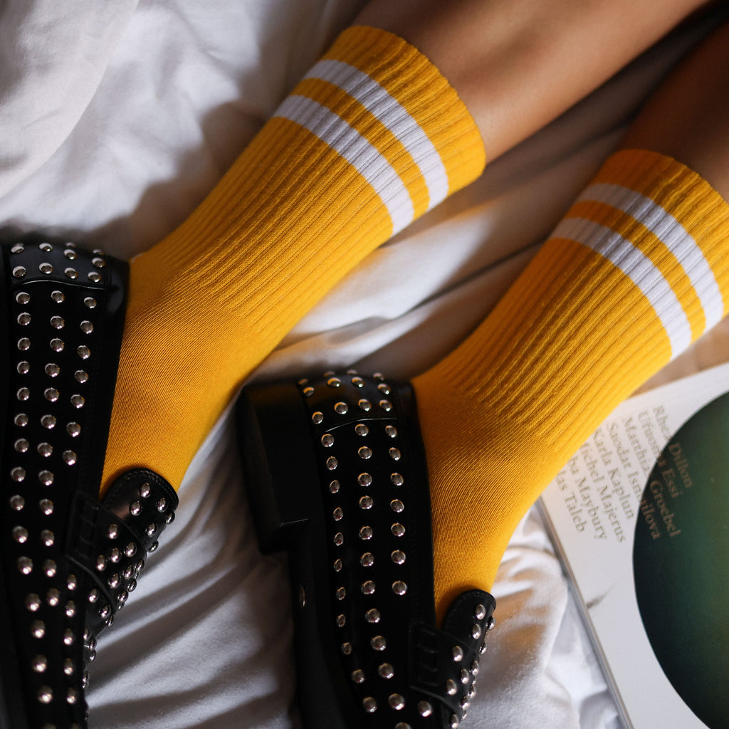 Tennissocken Aus Bio-Baumwolle - Gelb Und Weiß