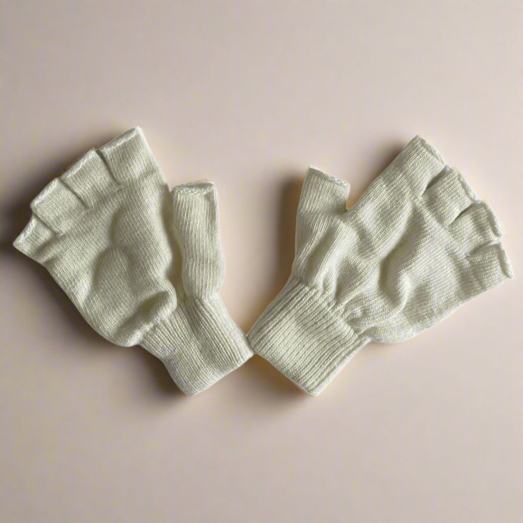 Guantes sin dedos de lana - Blanco