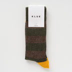 Chaussettes En Laine Mérinos À Rayures - Kaki Et Jaune