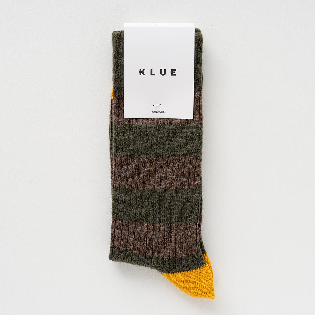 Chaussettes En Laine Mérinos À Rayures - Kaki Et Jaune