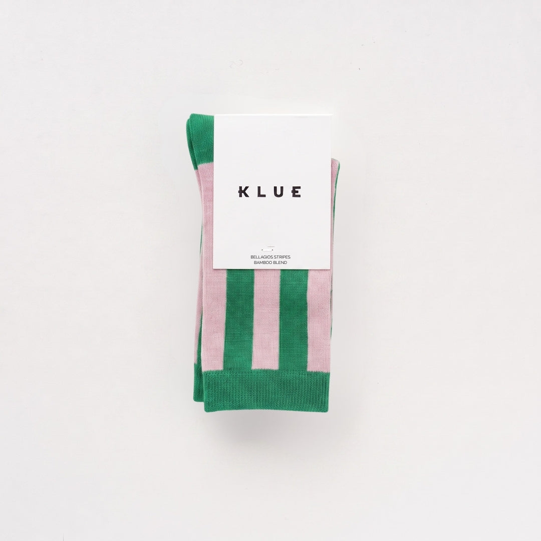 Calcetines retro de rayas Bellagio - verde esmeralda y rosa pálido
