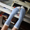 Chaussettes En Laine Mérinos Avec Bandes - Bleu