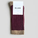 Chaussettes En Laine Mérinos Avec Bordures - Bordeaux Et Caramel