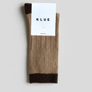 Chaussettes En Laine Mérinos Avec Bordures - Caramel Et Marron