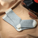 Chaussettes En Laine Mérinos Avec Bandes - Gris