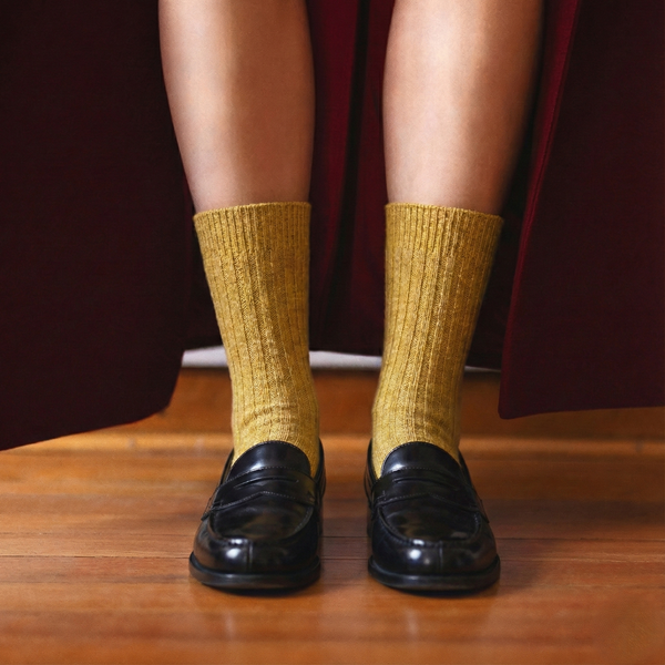 Dust Star Silk and Wool Socks - Mustard