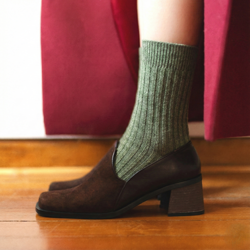 Chaussettes En Soie Et Laine Dust Star - Vert Olive