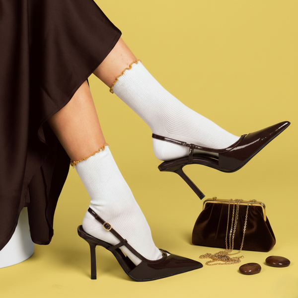 Organic cotton socks with ruffles - Gold