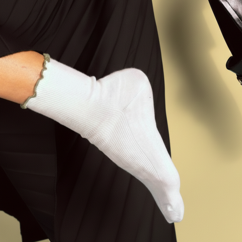 Organic Cotton Socks with Ruffles - Khaki