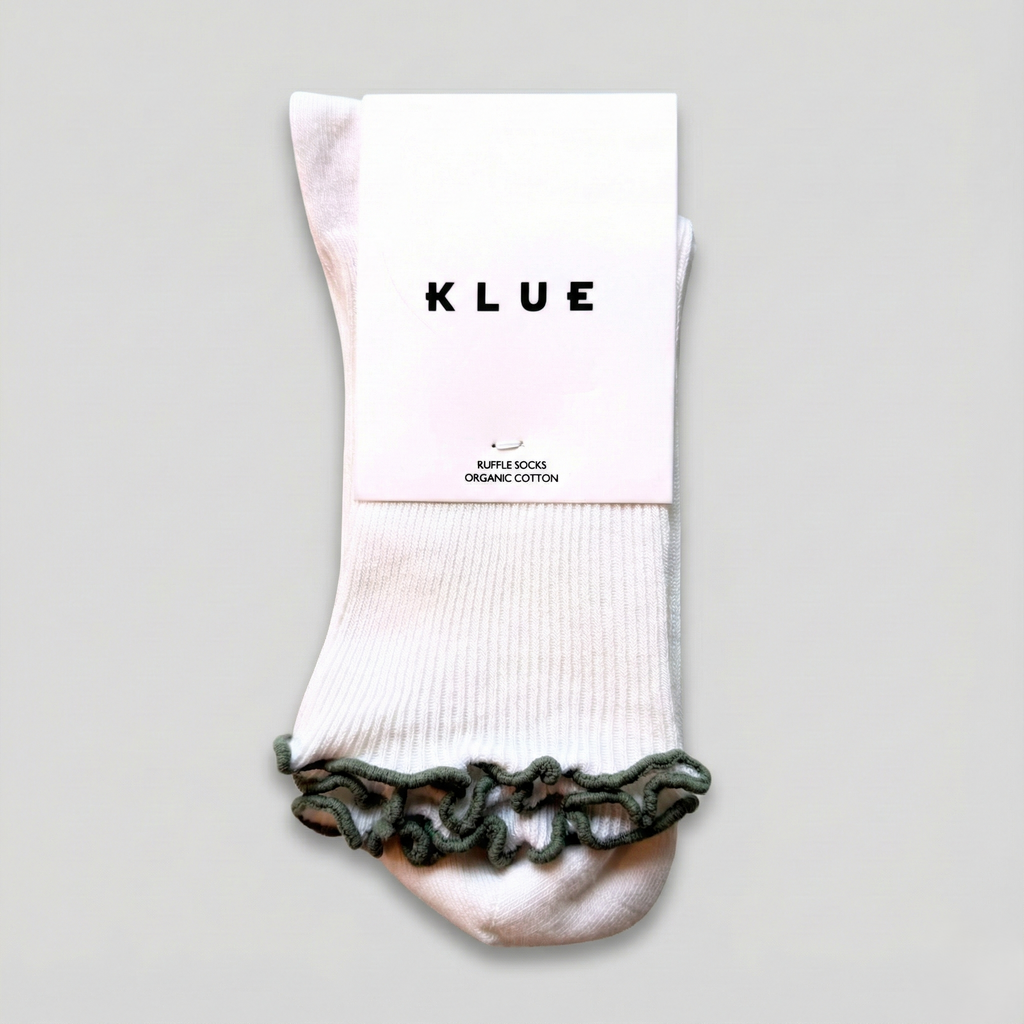Organic Cotton Socks with Ruffles - Khaki