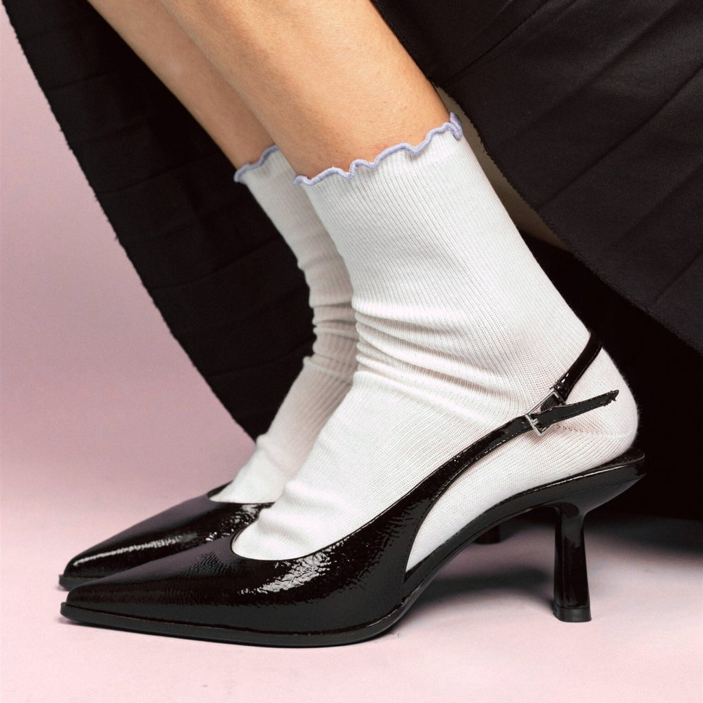 Chaussettes En Coton Biologique À Volants - Lilas