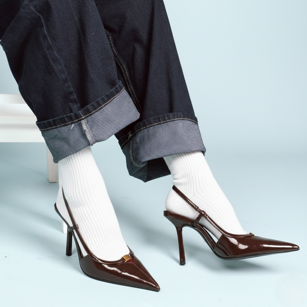Organic Cotton Socks with Fine Plain Stripes - White