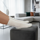 Chaussettes En Laine Mérinos Avec Bandes - White