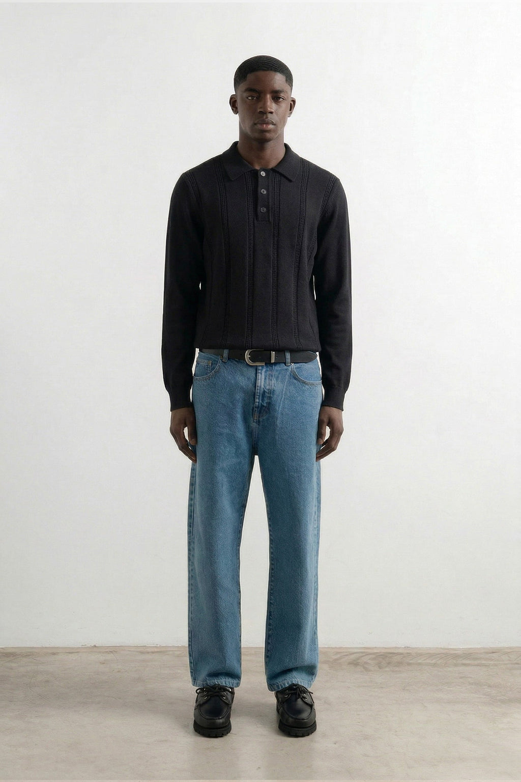 Polo En Maille Navy