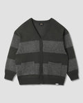 Knitted Cardigan - Botanical Green/Charcoal Stripe