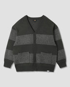 Knitted Cardigan - Botanical Green/Charcoal Stripe