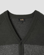 Knitted Cardigan - Botanical Green/Charcoal Stripe