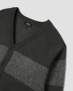 Knitted Cardigan - Botanical Green/Charcoal Stripe
