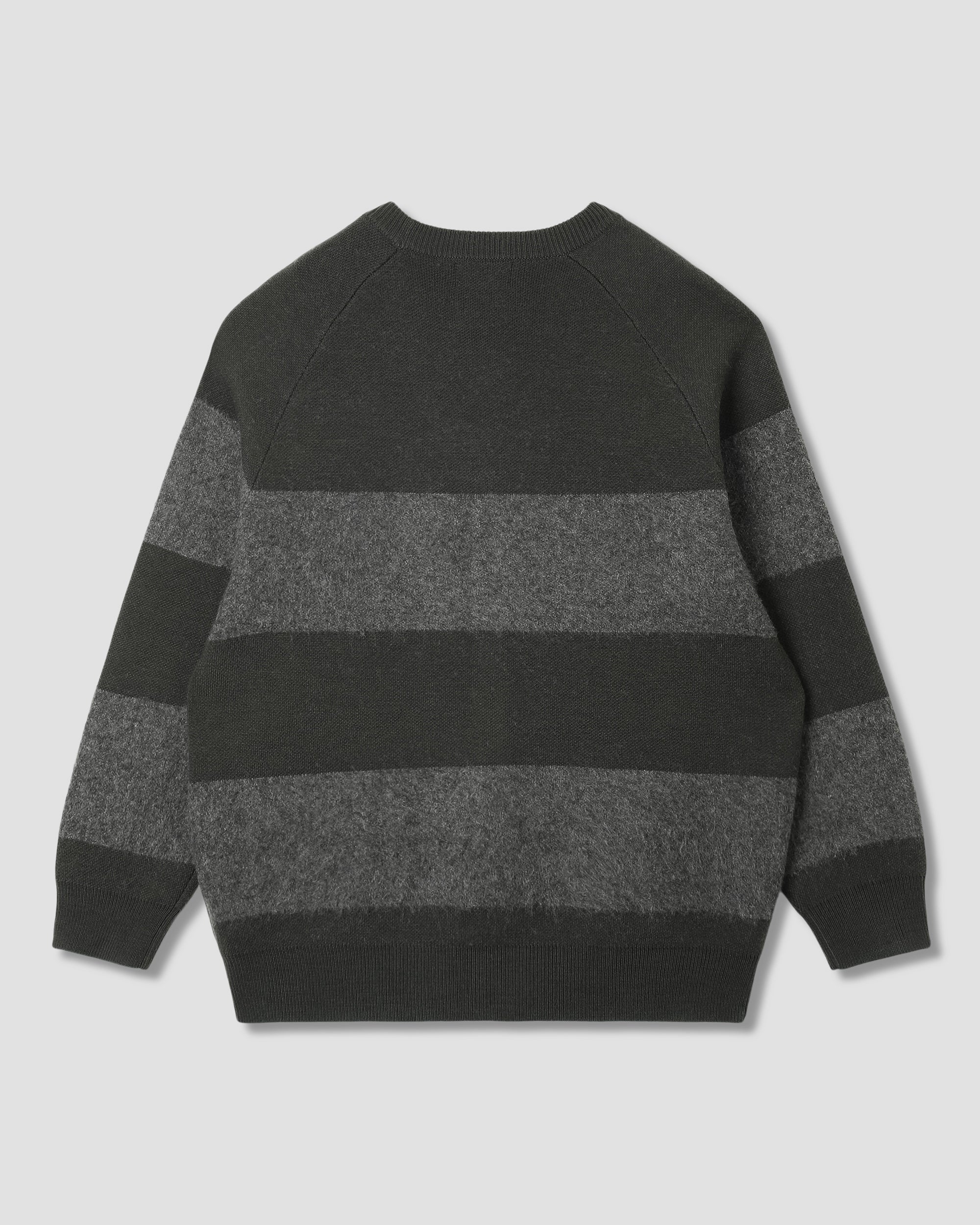 Knitted Cardigan - Botanical Green/Charcoal Stripe