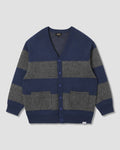 Knitted Cardigan - Navy/Charcoal Border Stripe