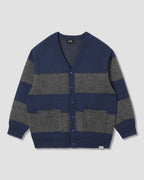 Knitted Cardigan - Navy/Charcoal Border Stripe