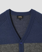 Knitted Cardigan - Navy/Charcoal Border Stripe