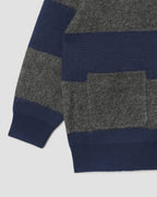 Knitted Cardigan - Navy/Charcoal Border Stripe