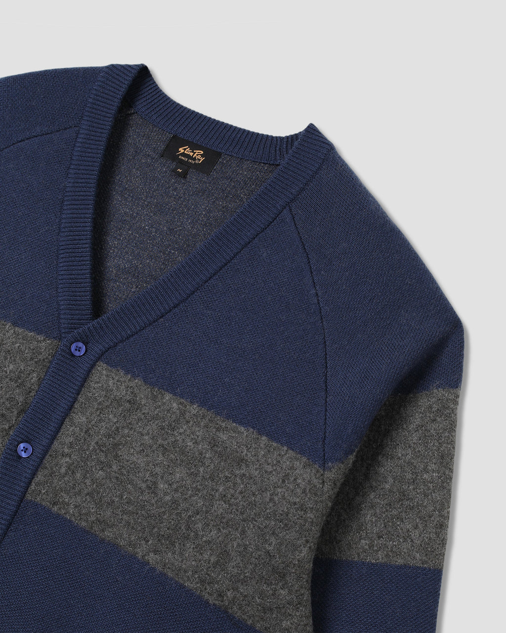 Knitted Cardigan - Navy/Charcoal Border Stripe