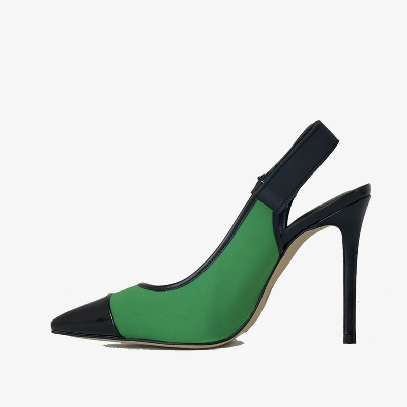 Escarpins Michael Kors Kourtney Toe Cap Sling - Neoprene/Vernis Vert/Noir