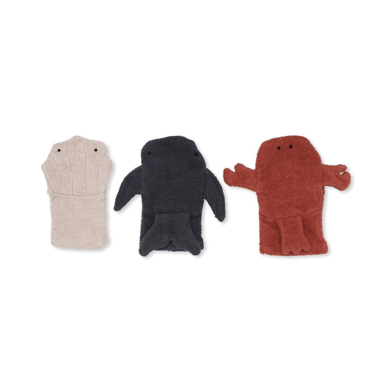 Trío de toallitas de animales marinos KONGES SLOJD en algodón orgánico - Selección Konges Slojd disponible en amaetc.com, concept store ecológico para niños