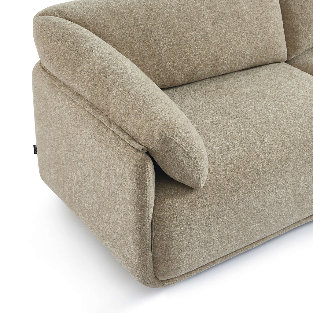 Kurly - 3-Seater Sofa - Textured Fabric - Beige