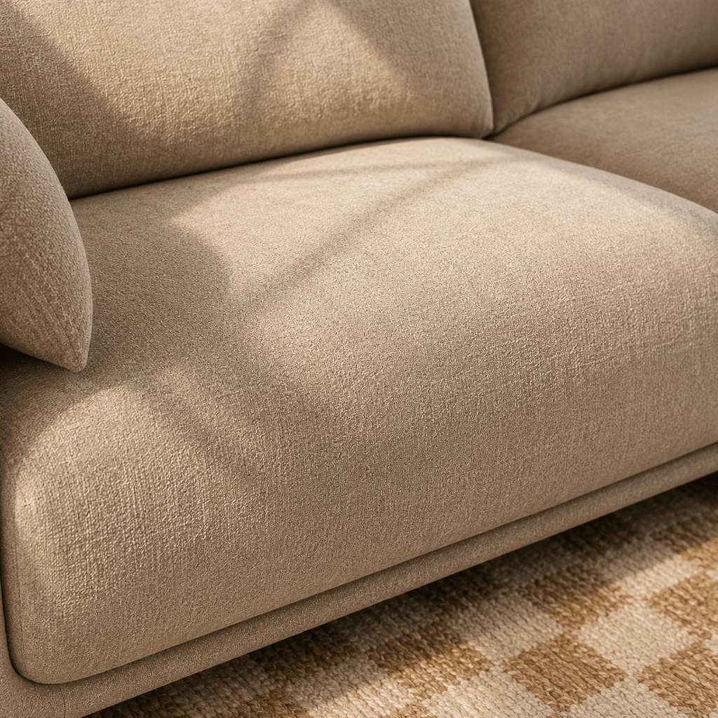 Kurly - 3-Seater Sofa - Textured Fabric - Beige