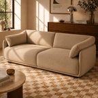 Kurly - 3-Seater Sofa - Textured Fabric - Beige