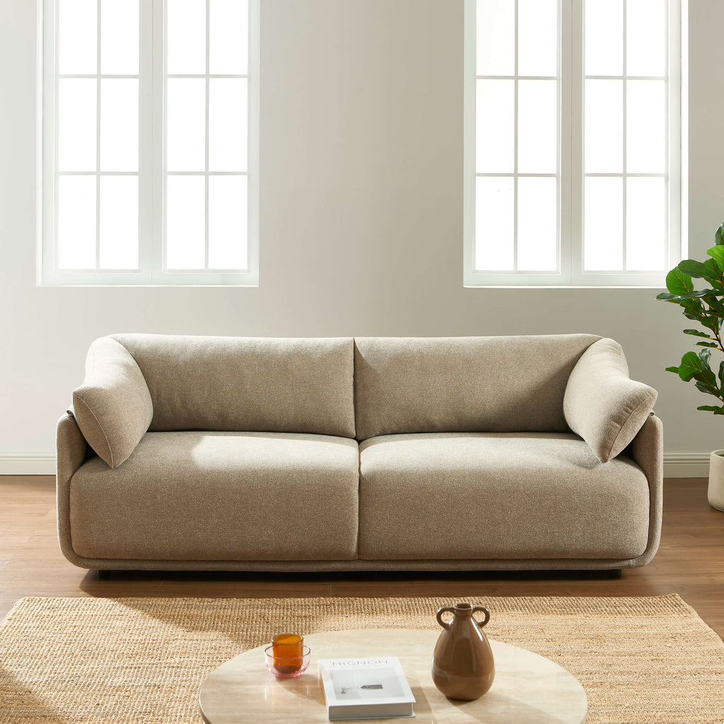 Kurly - 3-Seater Sofa - Textured Fabric - Beige