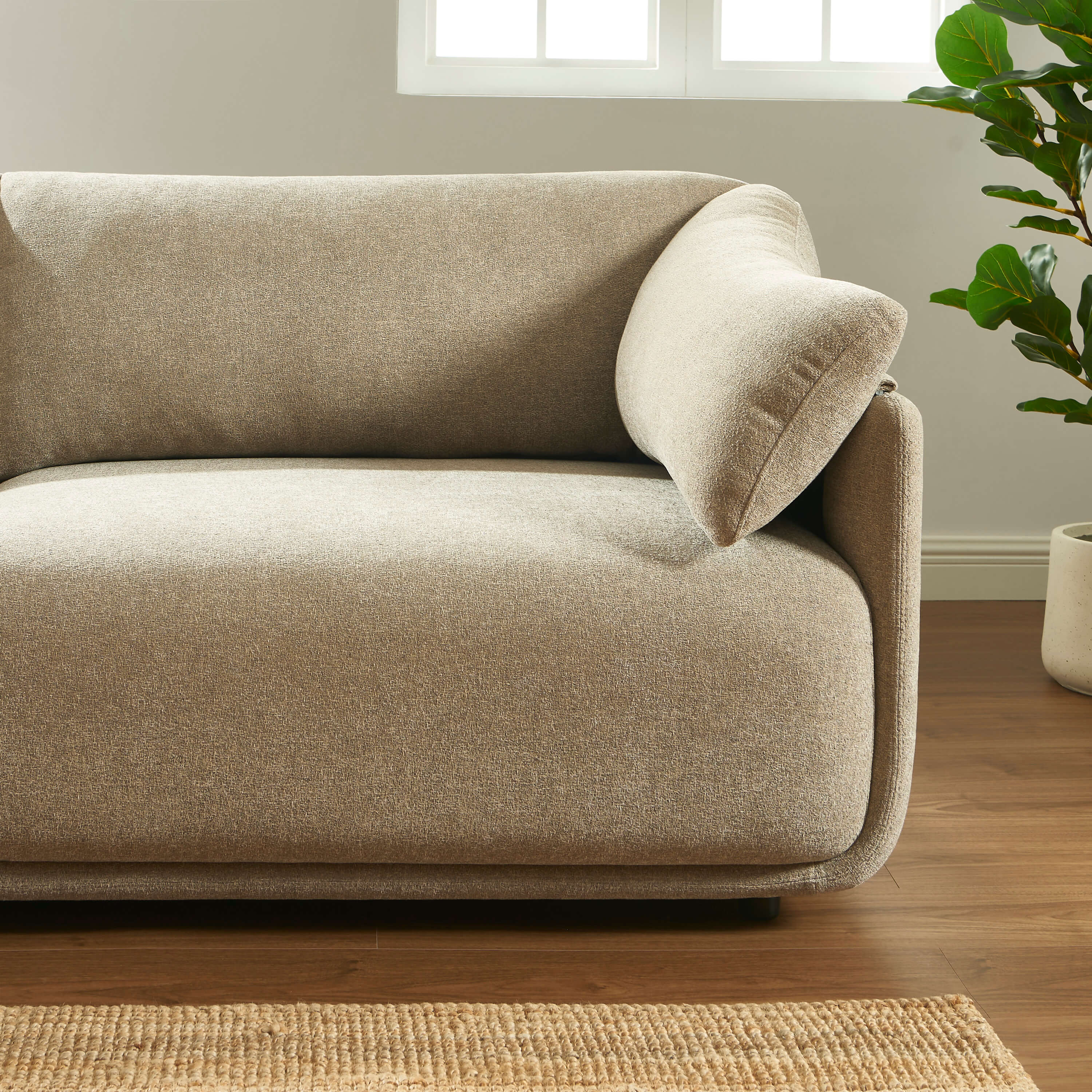 Kurly - 3-Seater Sofa - Textured Fabric - Beige