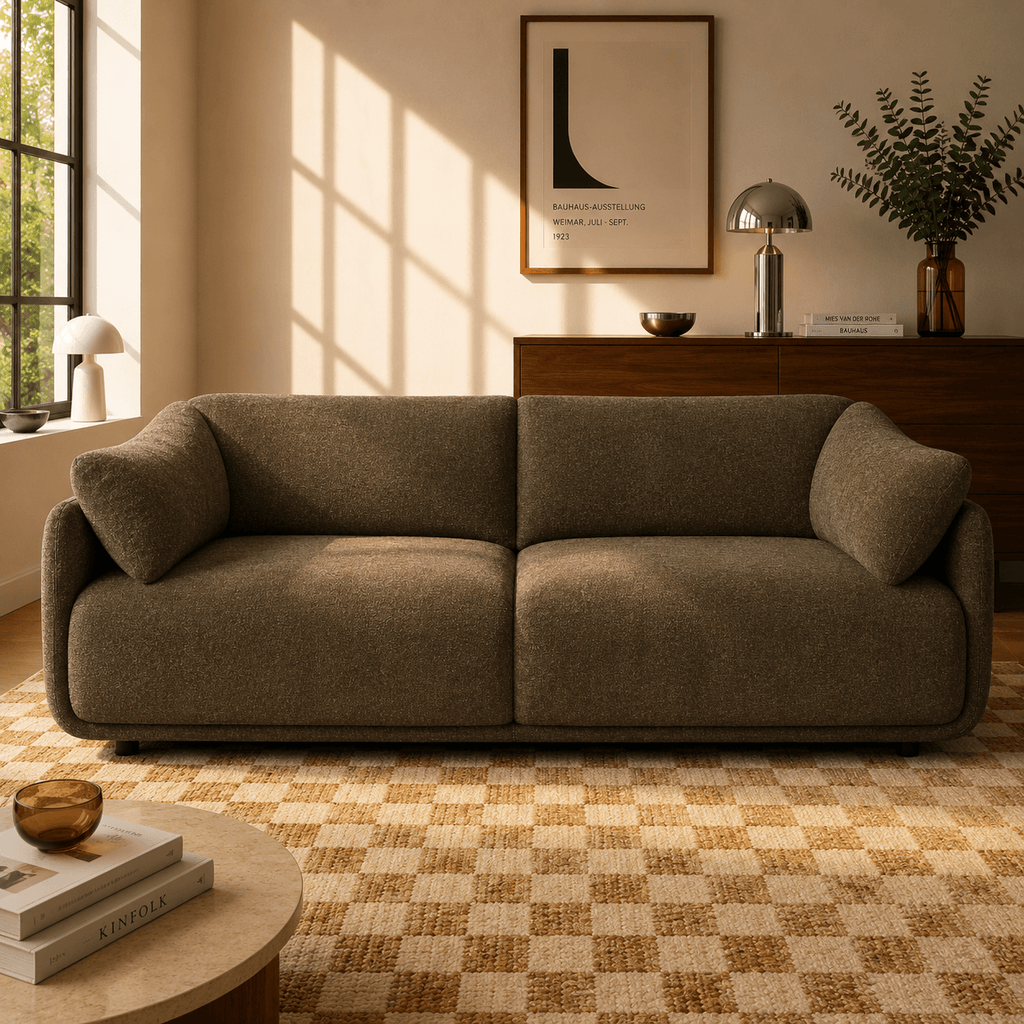 Kurly - 3-Seater Sofa - Textured Fabric - Taupe