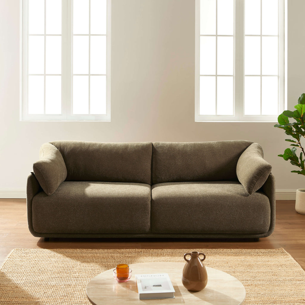 Kurly - 3-Seater Sofa - Textured Fabric - Taupe