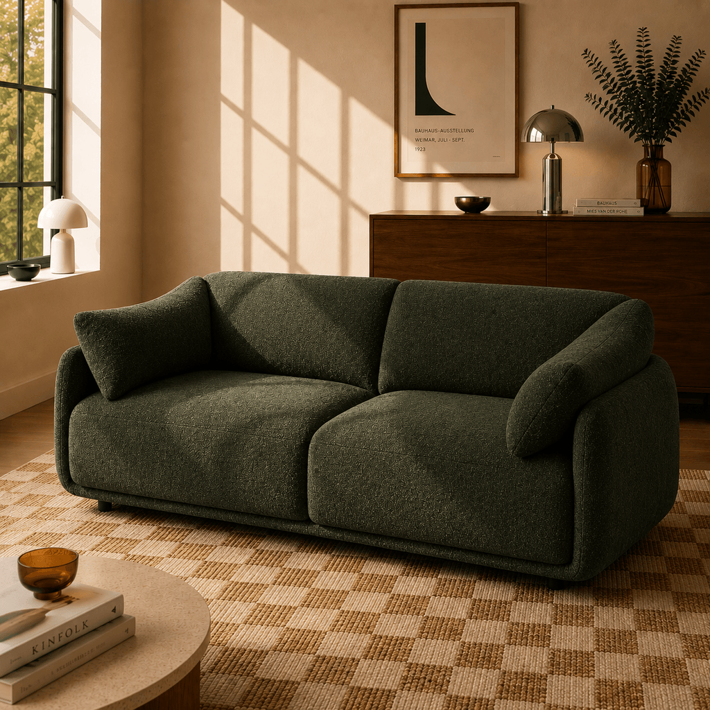 Kurly - Canapé 3 Places - Tissu Texturé - Vert