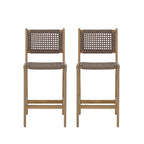 Kuta - Set di 2 sgabelli da bar per interni/esterni H66 cm - Legno di acacia e corda - Marrone chiaro