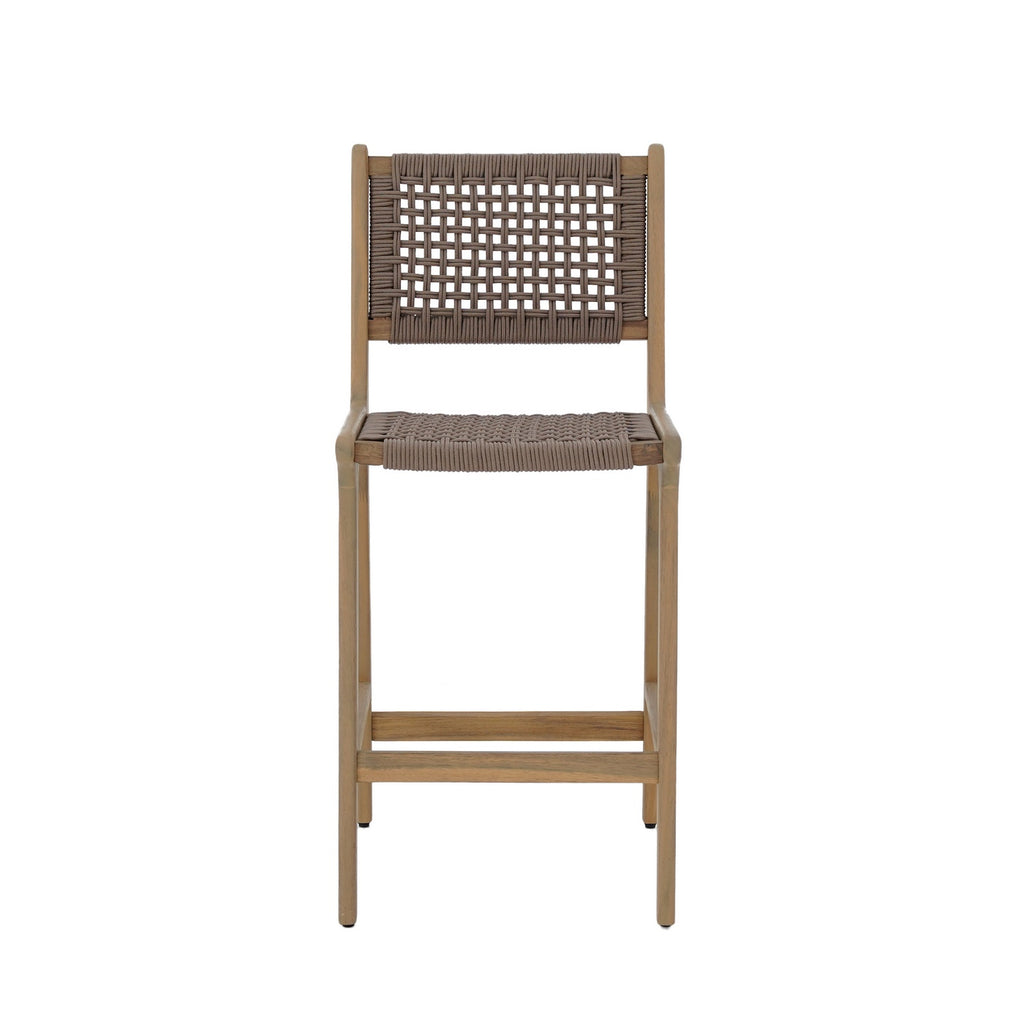 Kuta - Set di 2 sgabelli da bar per interni/esterni H66 cm - Legno di acacia e corda - Marrone chiaro