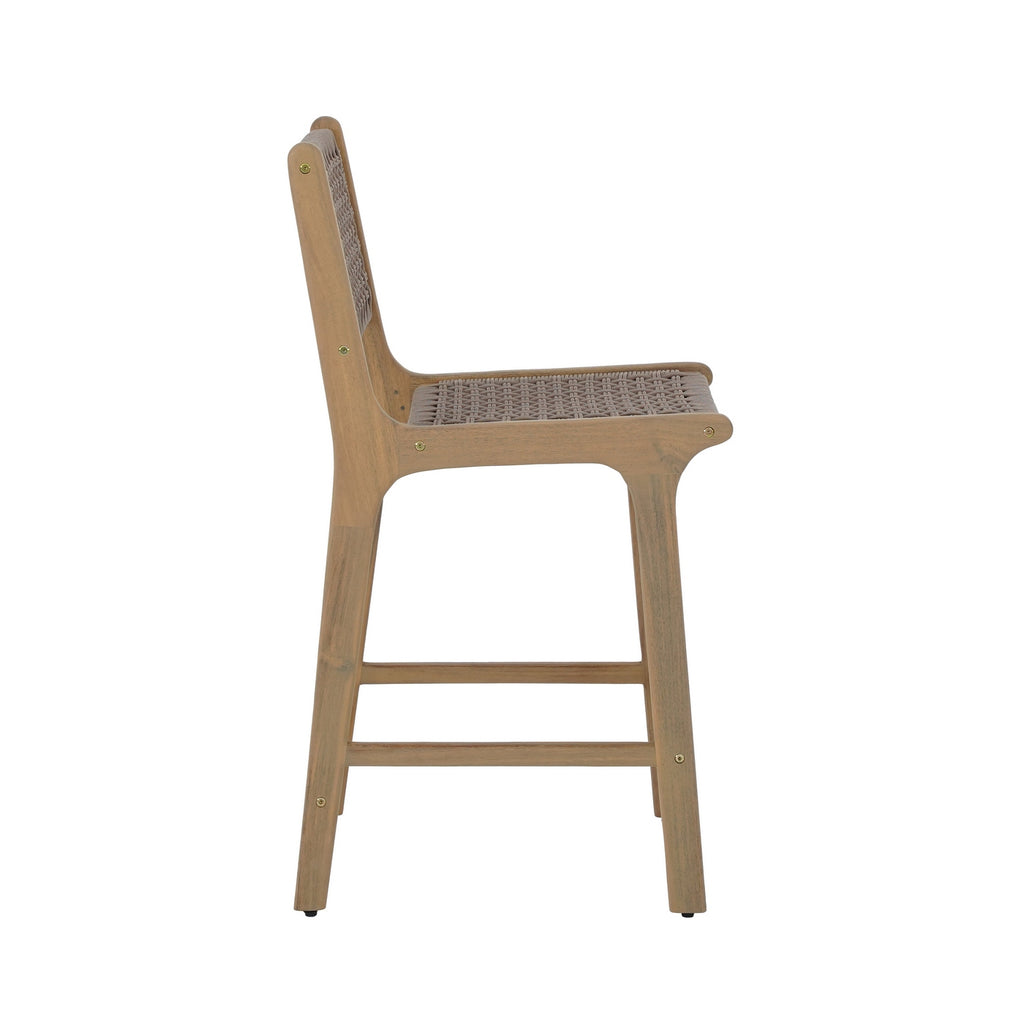 Kuta - Set di 2 sgabelli da bar per interni/esterni H66 cm - Legno di acacia e corda - Marrone chiaro
