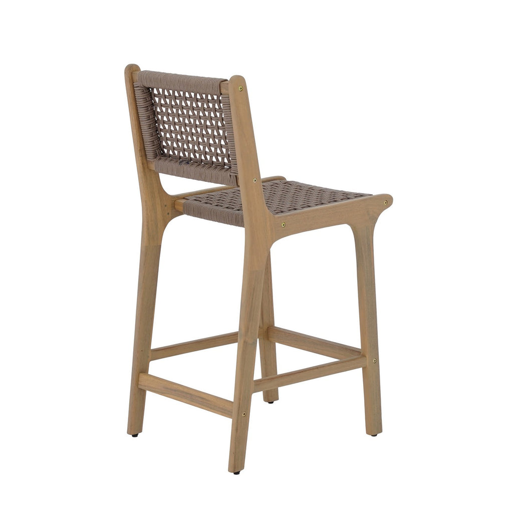 Kuta - Set di 2 sgabelli da bar per interni/esterni H66 cm - Legno di acacia e corda - Marrone chiaro