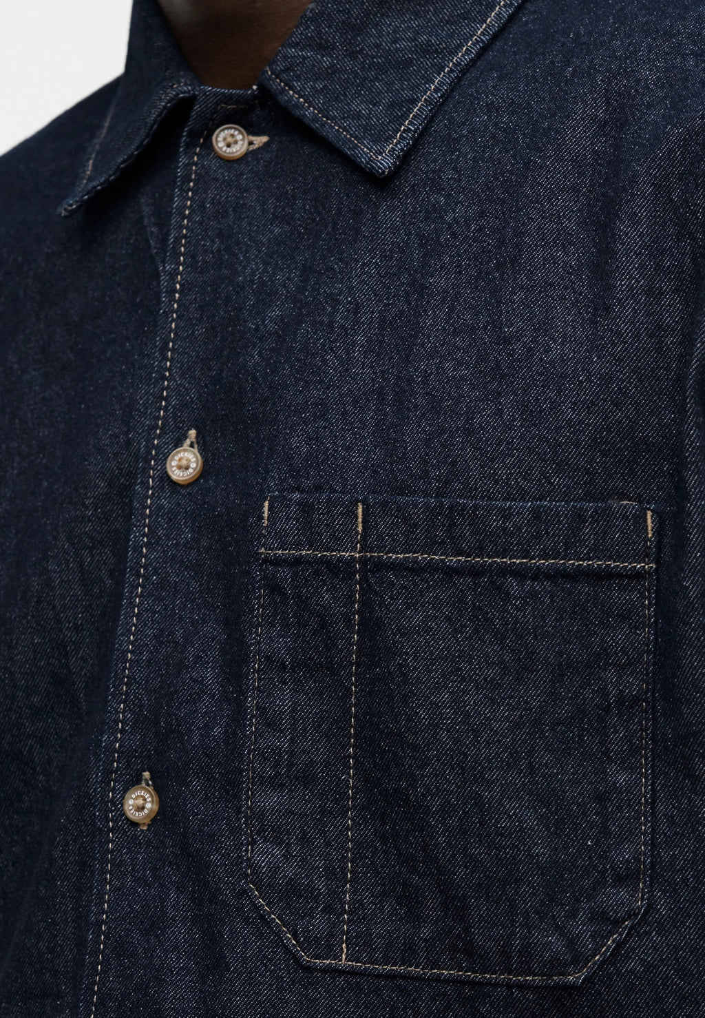 Camisa Denim de Manga Corta Dickies Hombre Dk0A88Phrin1 Azul Oscuro - Workwear Streetwear - Rinsed