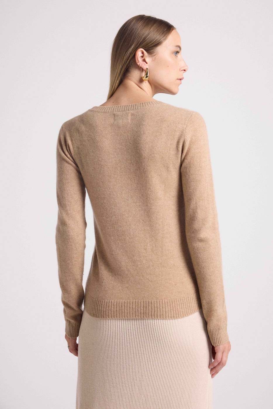Kyliane-trui met ronde hals - Crèmebeige