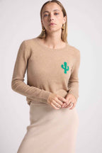 Kyliane-trui met ronde hals - Crèmebeige